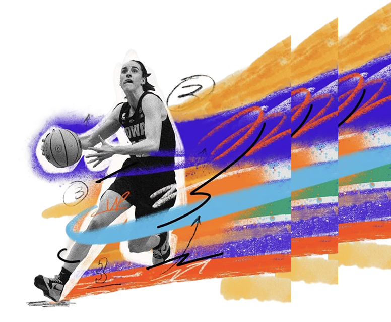 Basketball player with colorful background